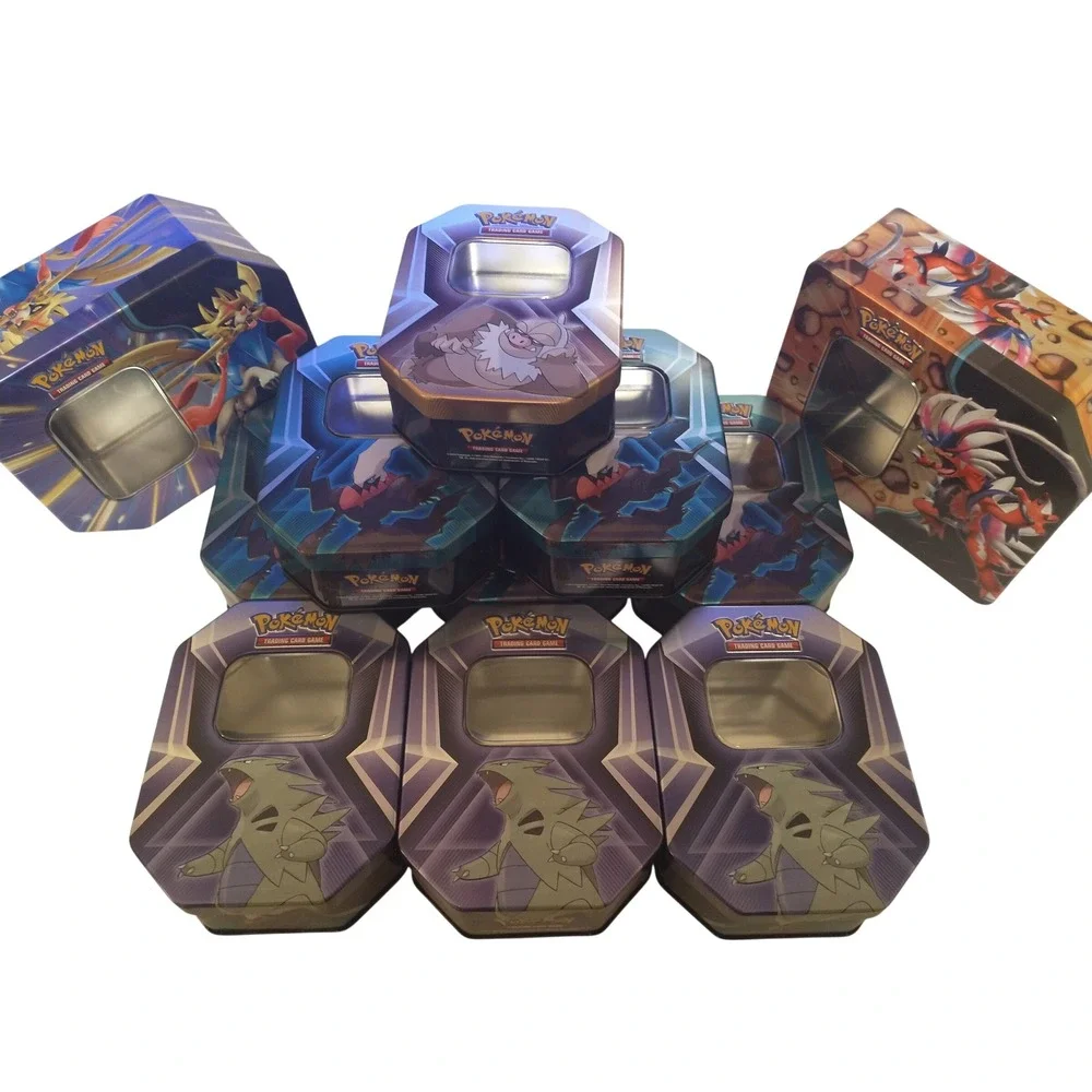 Pokemon TCG Empty Poke Tins Lot of 11 Various Sizes Storage Containers
